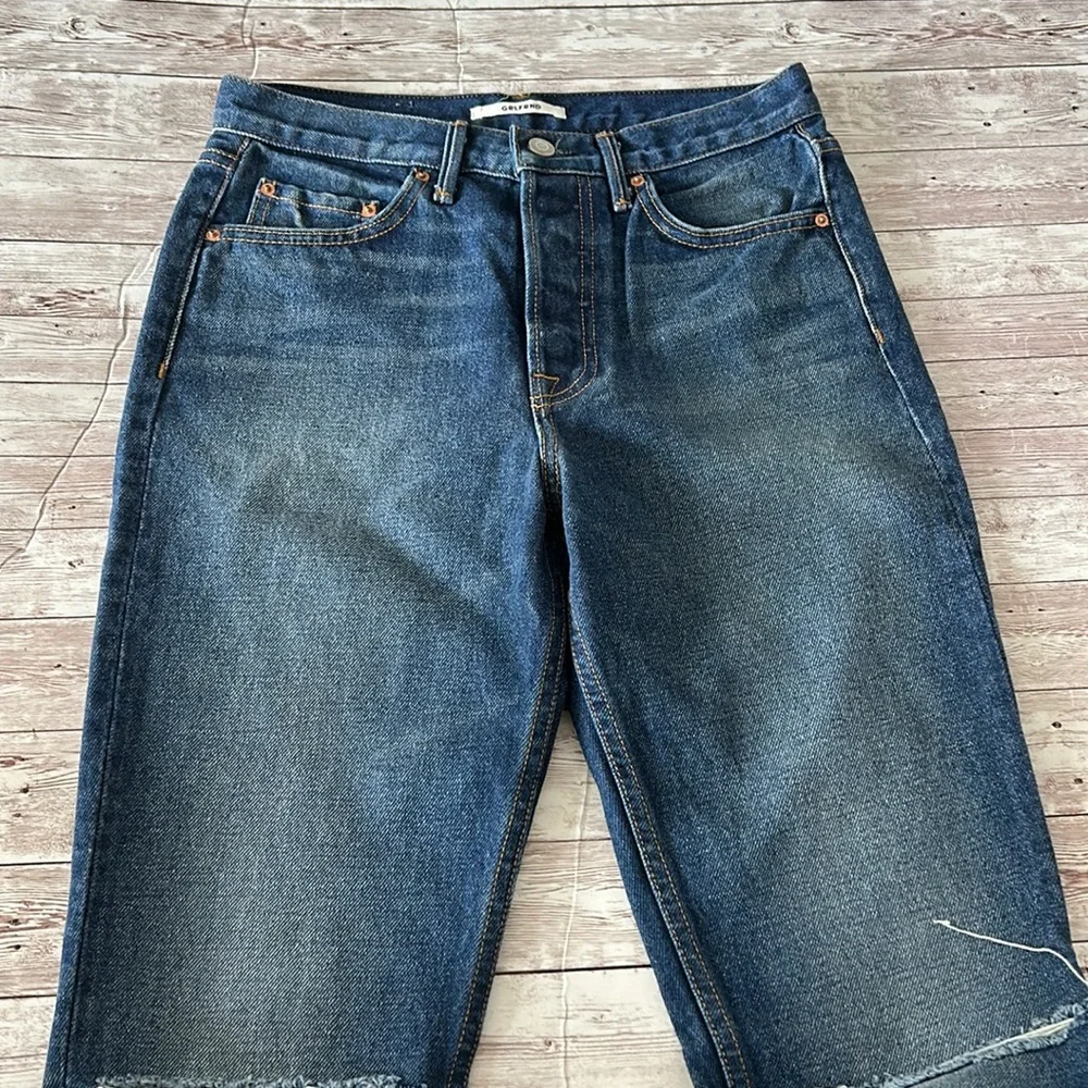 GRLFRND Karolina High-Rise Skinny Ripped Knees Medium Wash Button Fly Jeans - Picture 7 of 15